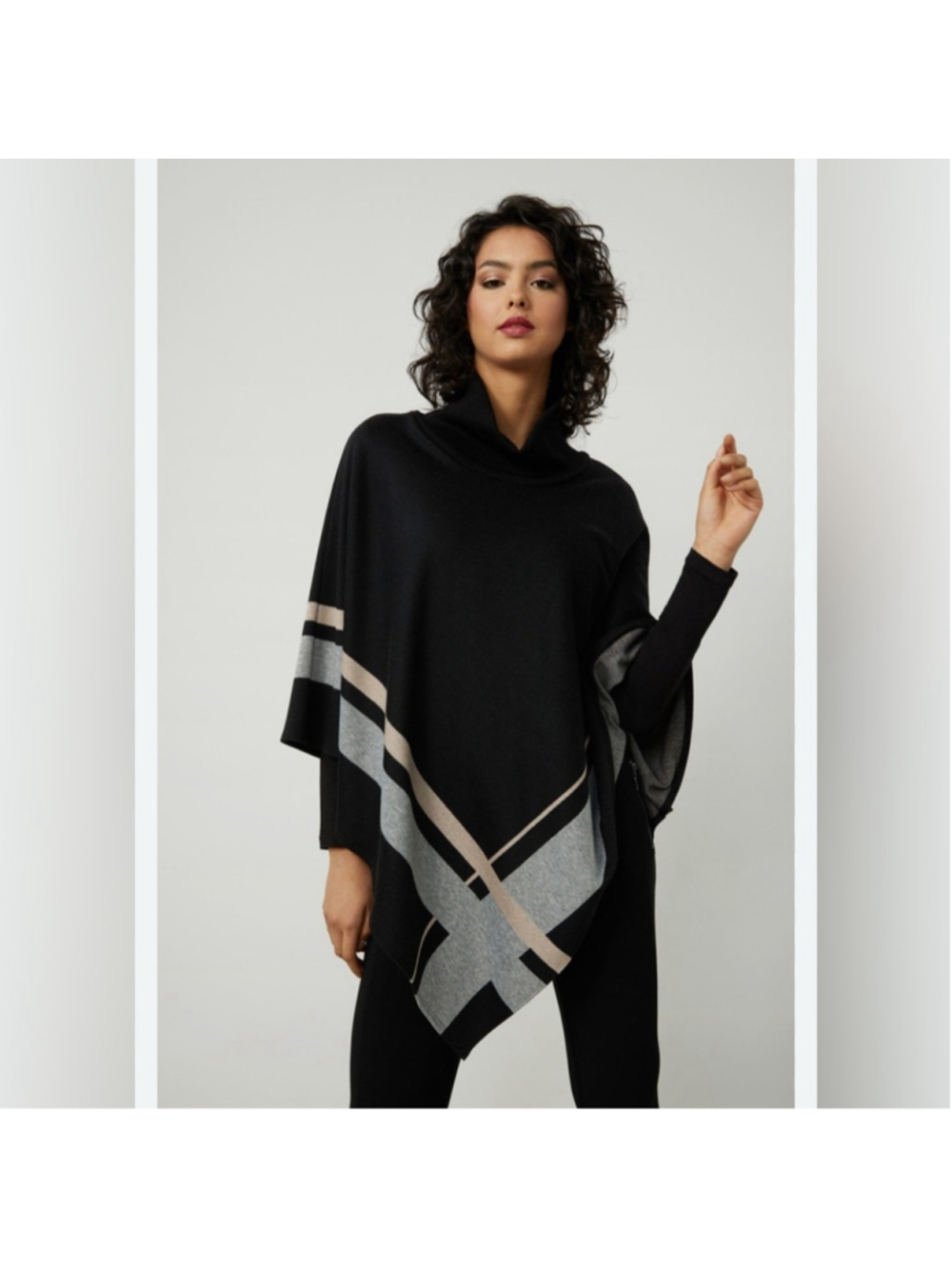 Joseph Ribkoff Knit Cowl Neck Poncho Style 214184 one size fits most